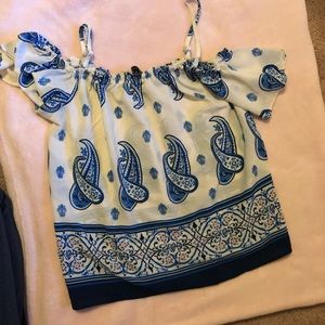 Blue off the shoulder top